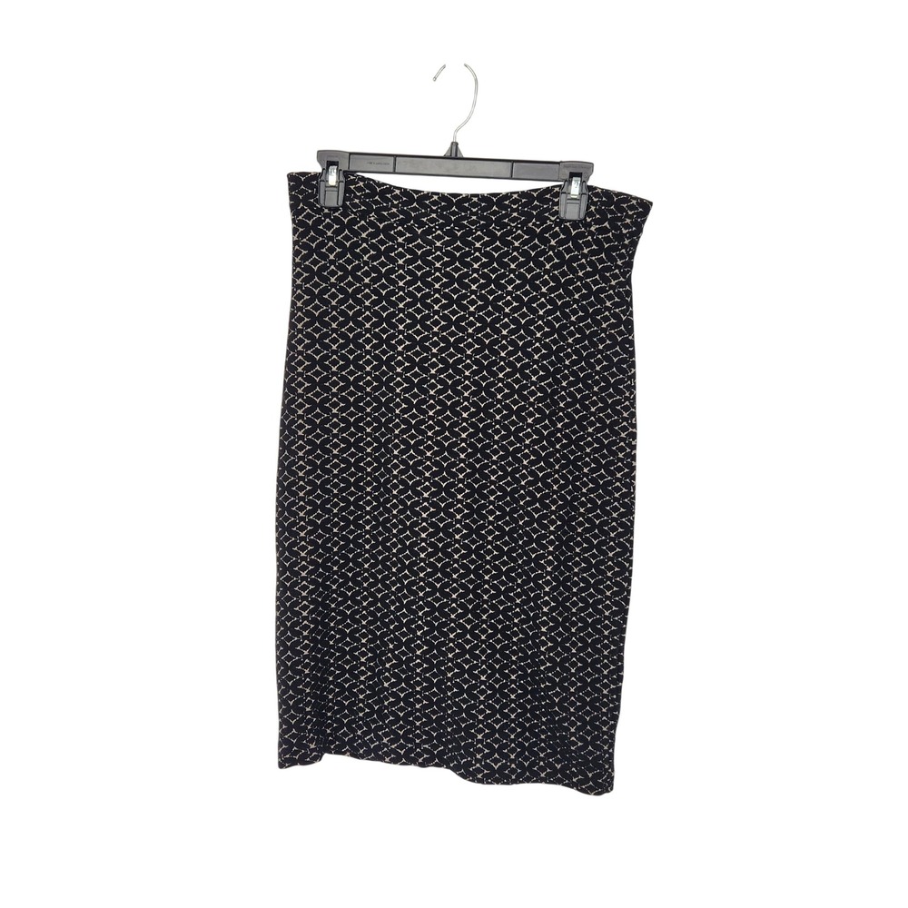 Maeve Anthropologie Geometric Woven Knit Midi Skirt Black Cream Size Medium